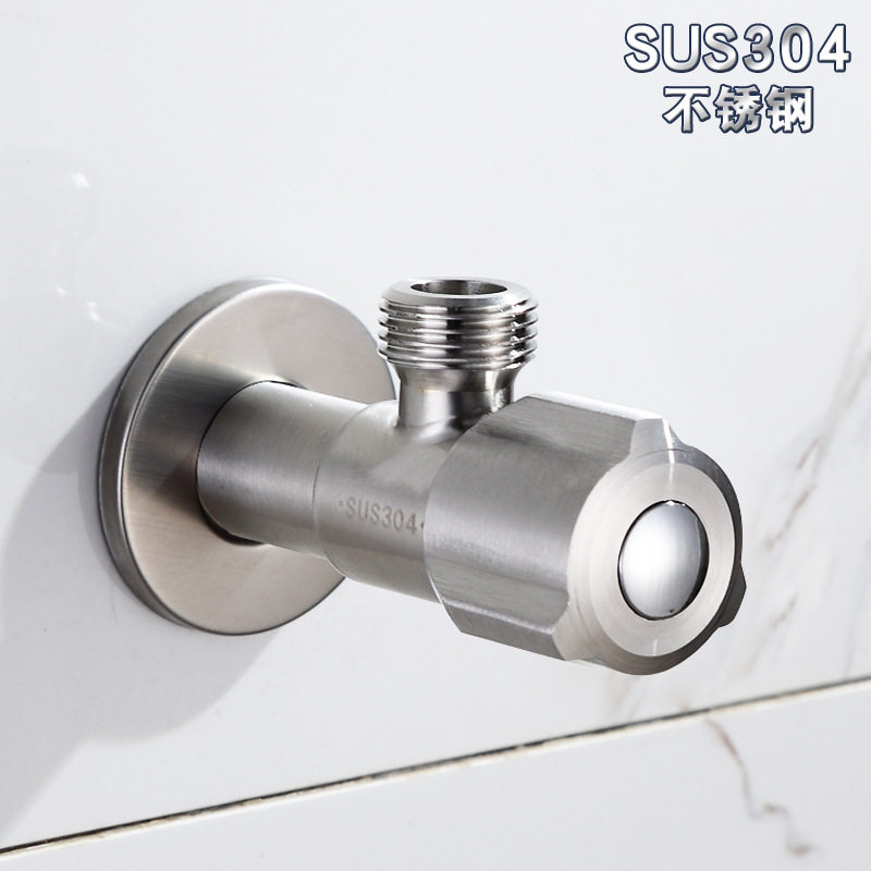 304 stainless steel angle valve water stop valve switch three-wheel eight-character triangle valve wire drawing lead-free explosion-proof insurance coverage