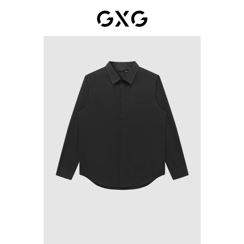 Gxg Men's Black Commuting Business Long Sleeve Shirt 23 Spring Product Ge1030105L Gxg Men's Black Commuting Business Long Sleeve Shirt 23 Spring Product Ge1030105L