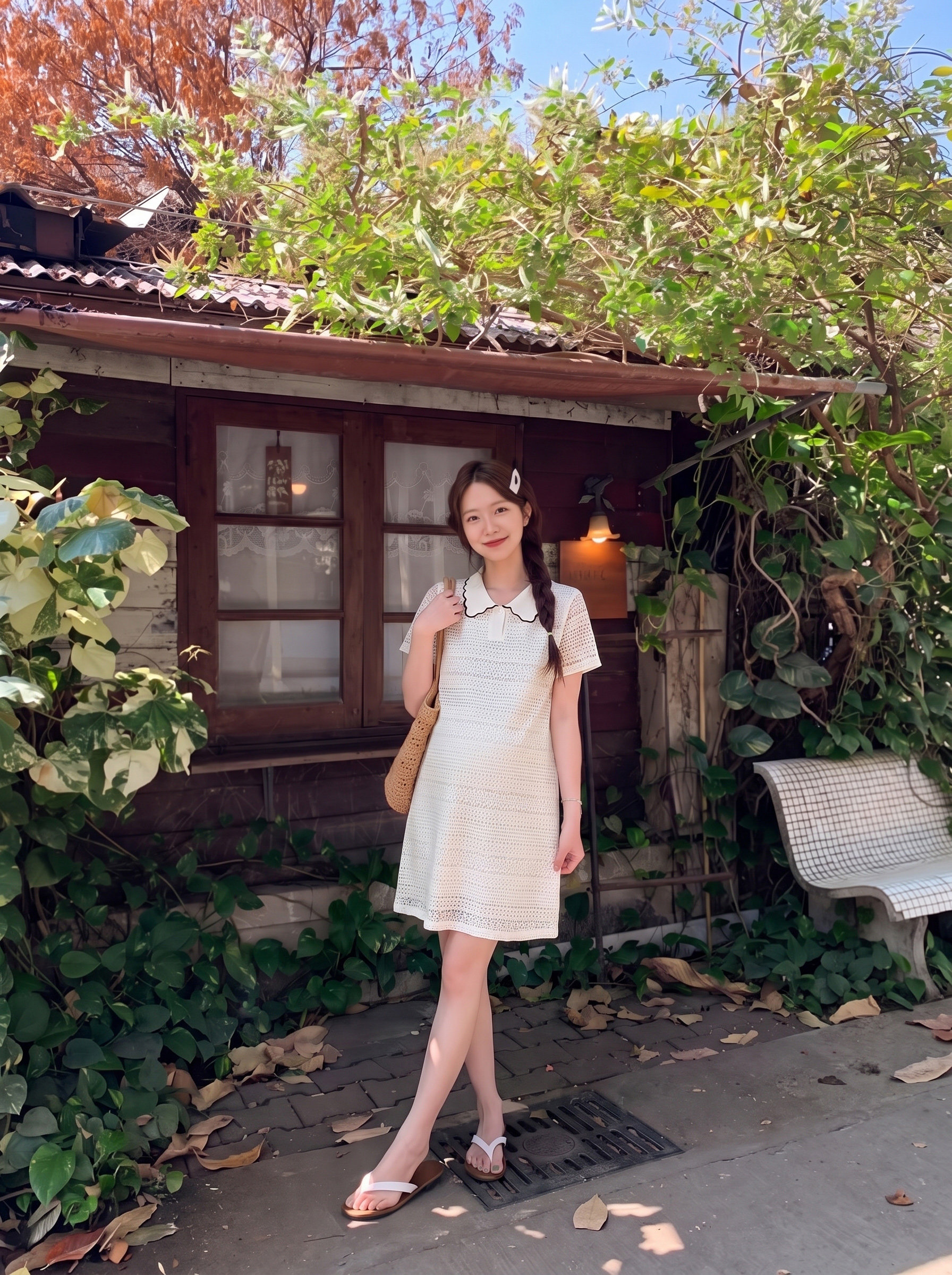 孕妇装女夏连衣裙2026新款法式宽松遮肚花边polo领长裙夏季孕妇裙 — 13