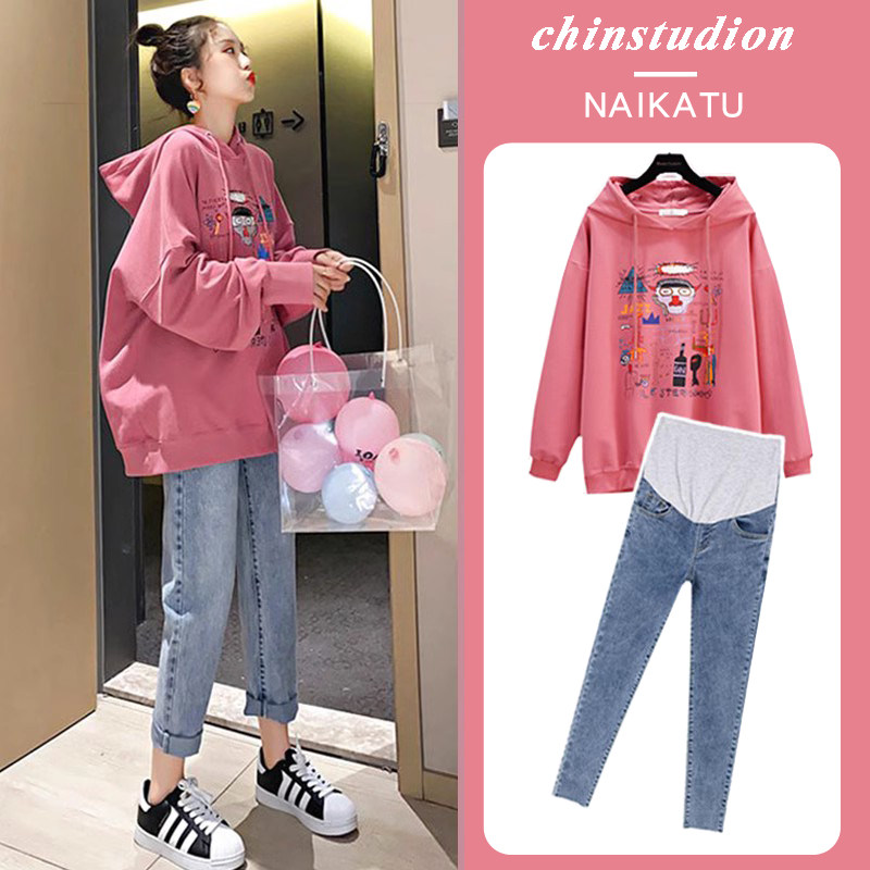 Pregnant women Autumn Fashion Suite Fashion 2023 New weaters Long sleeves Long sleeves Han version blouses Two sets of sleeves-Taobao