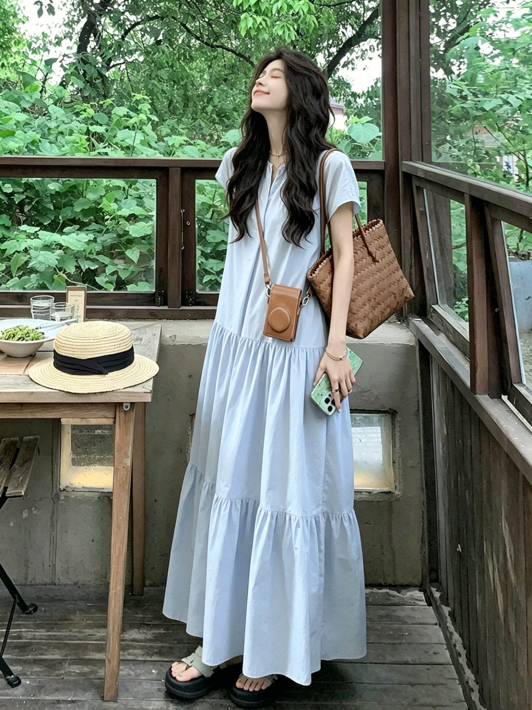 孕妇连衣裙夏装2026新款遮肚子不显怀洋气大码孕期a字长裙夏季女 — 15