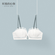 White petal lace girl half cup without steel ring underwear small chest gathering not empty cup flat chest special bra big