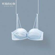 Half Cup without steel ring thick bra gathering girl underwear small chest flat chest special bra set is not empty cup