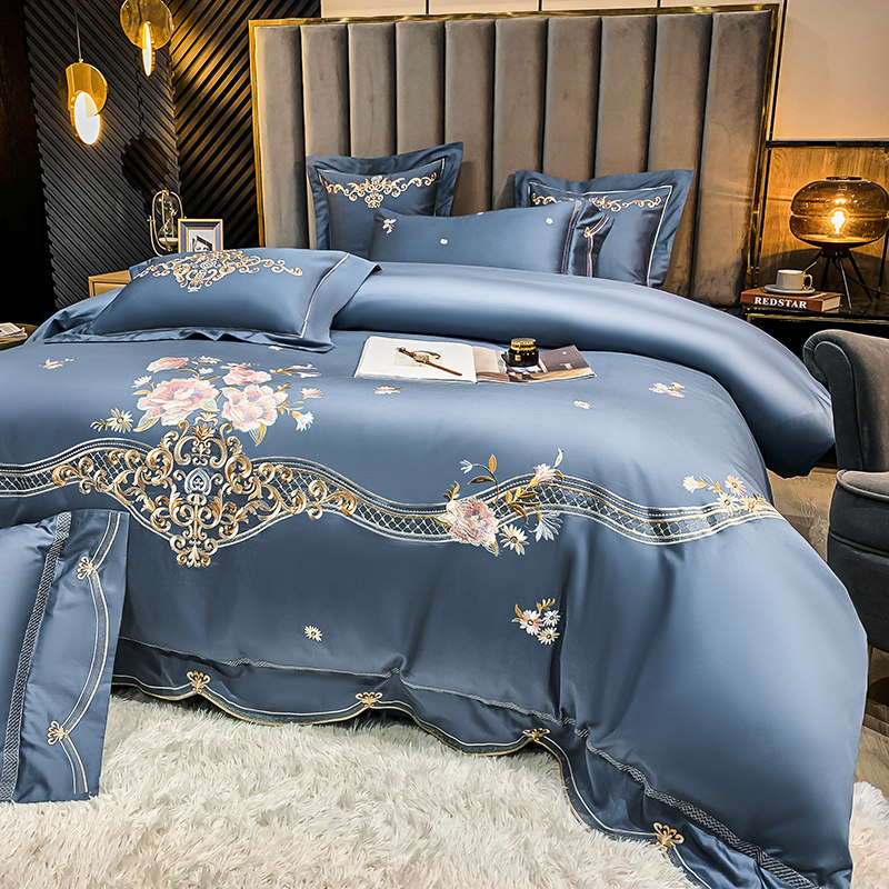 Fuana European-style pure cotton four-piece style 100 long suede cotton full cotton goon satin embroidery quilt cover bed linen bedding