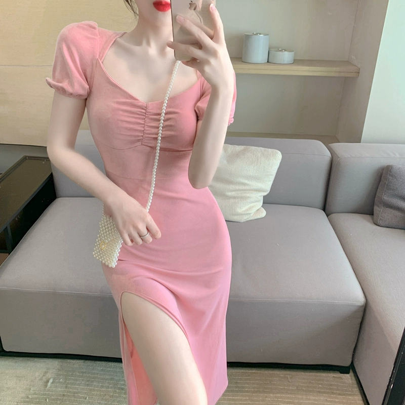 Người nổi tiếng Internet quần áo sống gợi cảm ăn ảnh nữ trang phục mỏ neo gợi cảm một từ vai cao eo xẻ tà váy phụ nữ - Váy eo cao