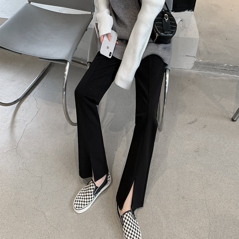 Pregnant woman pants spring autumn outside wearing small trumpeter straight cylinder wide pants open fork large size Fashion Nursery gestation early