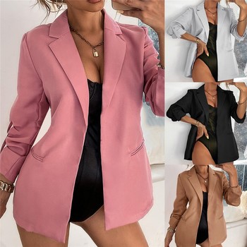 Red Jacket pocket Coat Blazer Lady Button women Suit for