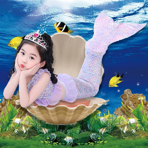 Детский летний сиреневый купальник, кружевной наряд маленькой принцессы, комплект, крой «рыбий хвост»