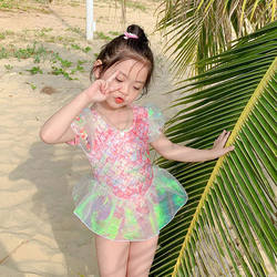 Mermaid Girls One-piece Swimsuit Women's Cute Baby Swimsuit Princess Dress 2024 Girls Swimsuit Suit