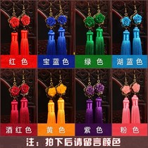 Earrings drop earrings tassel big red retro earrings long stage performance ethnic style bridal temperament wind woman