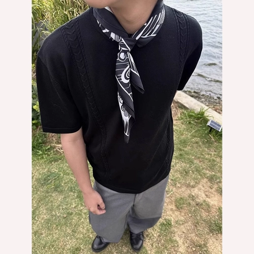 Laiser Tiansi Foot-Feelced футболка мужская летние старые деньги прохладные полуоткрытые с половиной рукава американские пятиточечные рукава