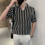 Летняя брендовая рубашка, V-образный вырез, в корейском стиле