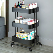 Kitchen shelf mobile cart Living room bedroom finishing rack Three-layer storage rack bookshelf storage rack Love cool