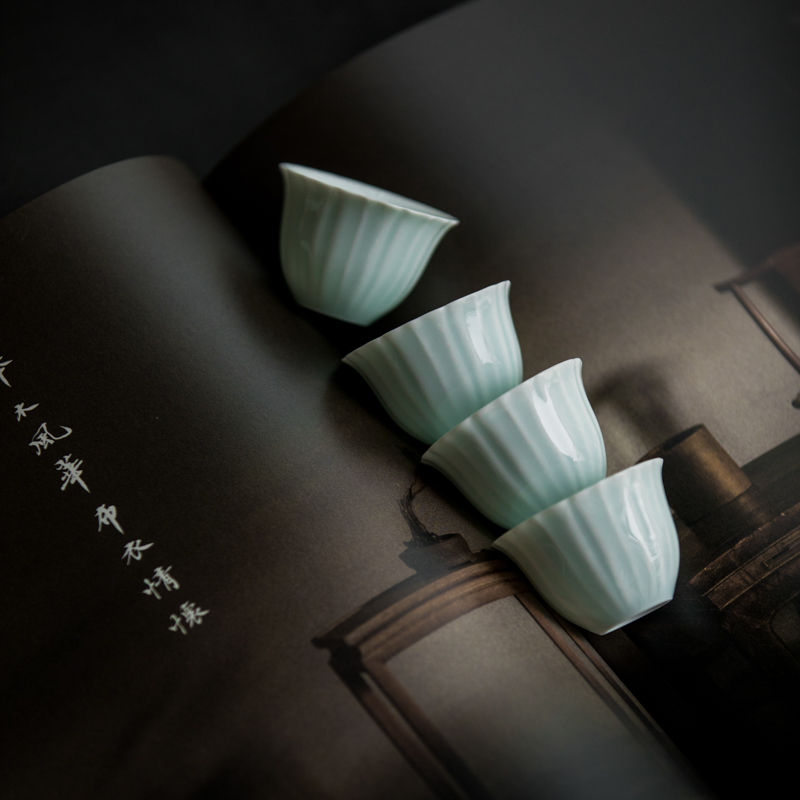Vegetation school ceramics shadow green tea Japanese single CPU personal cup master cup sample tea cup kung fu tea tea bowl