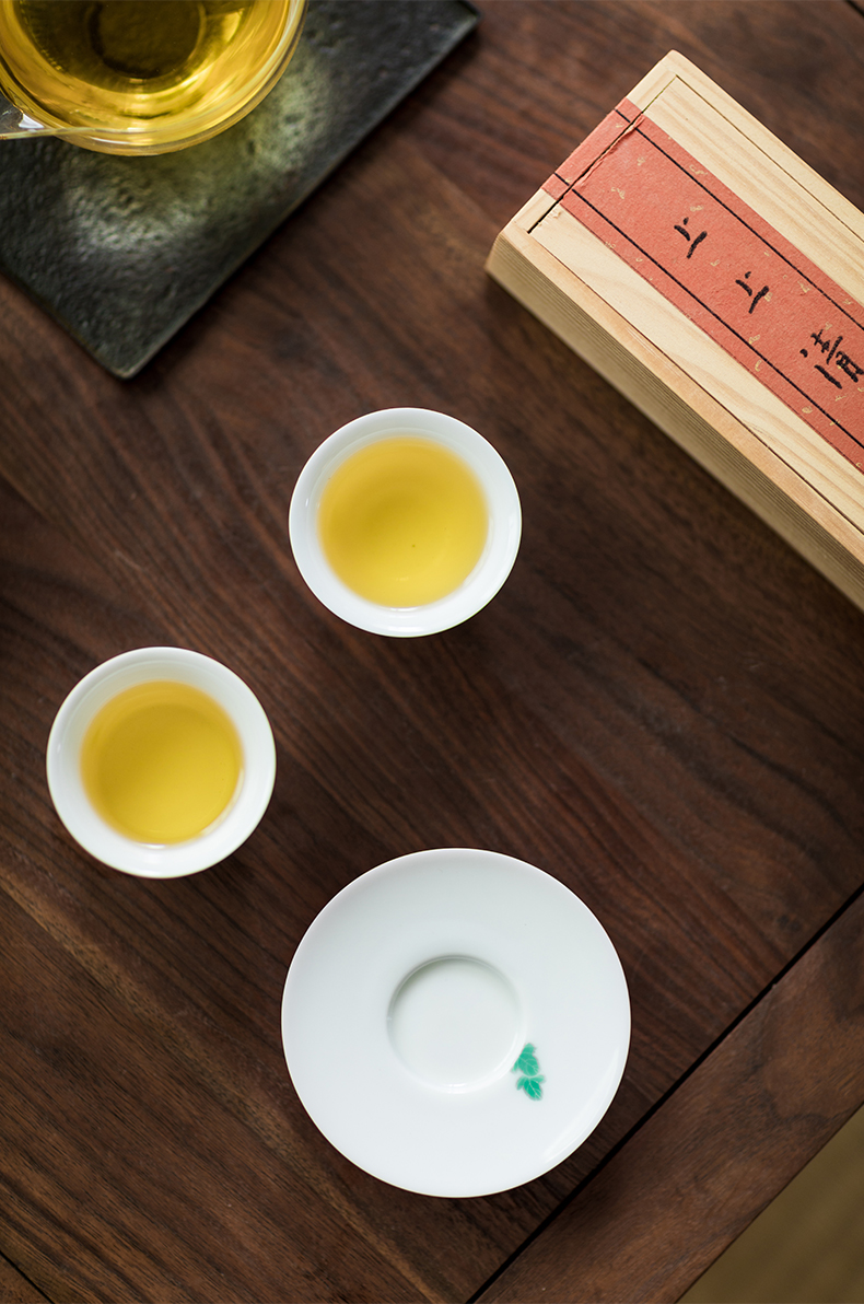 Vegetation school white porcelain hand - made teacup sample tea cup tea bowl, small glass cup master cup kung fu tea set