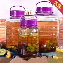 Large transparent sealing tank with lid large number with tap glass bubble wine bottle thickened ginseng large capacity 