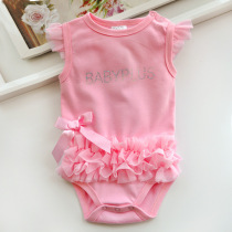 Female babys full moon gown hundreds of days of cotton fabric conjoined Princess Grace climbing to serve baby 0-3-12 months