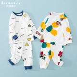 Детское нижнее белье, хлопковый комплект для мальчиков, весеннее термобелье, комбинезон для девочек, демисезонная детская пижама, 2 шт