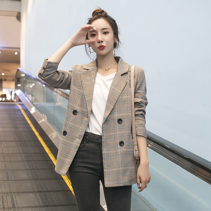 Plaid Blazer for Women, New Spring and Autumn Korean Style, Elegant Petite Suit, Short Casual Blazer, Women's Top