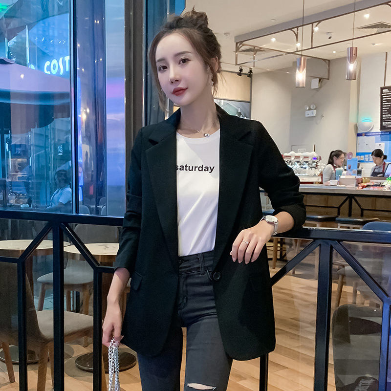 Small Suit Jacket for Women, Spring and Autumn New Style, Black, Loose Design, Casual Short Style, Petite Women's Blazer