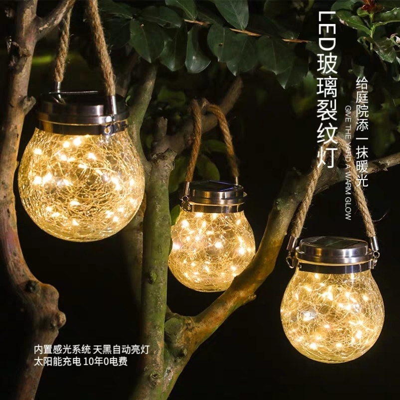 Light Bulb Hanging Light Nightlight Hung on the tree Colored Lights Solar Glitter Not Plug-in Outdoor Glass Bottle Waterproof Decoration