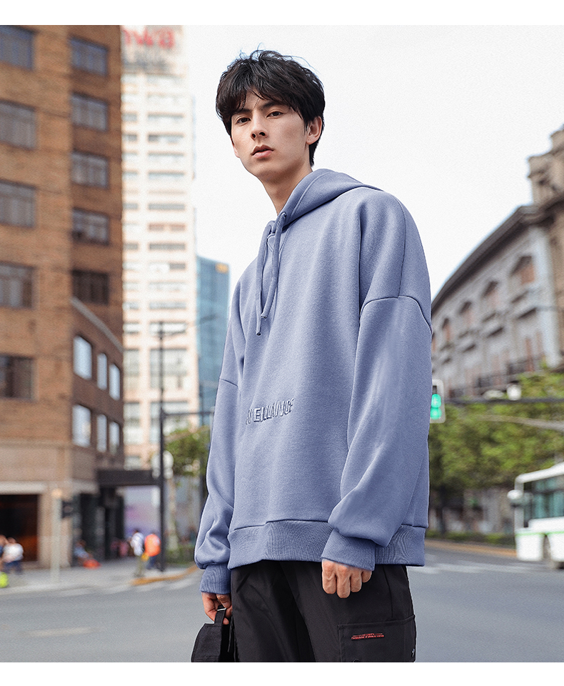 Kendibao giản dị áo len nam 2019 mùa thu mới thêu lỏng áo len dài tay trùm đầu áo khoác thể thao - Áo len ao khoac hoodie