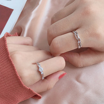 Couple ring sterling silver pair adjustable light luxury niche exquisite index finger ring ring 520 gift to girlfriend