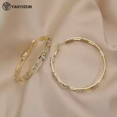 South Korea big ring ring ring exaggerated high-grade pure silver circle 2021 New Tide summer ear ring female niche earring