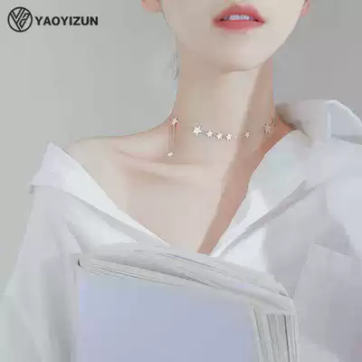 Korean star necklace female choker Sterling Silver 925 niche brand five-pointed star simple and generous cold wind neck