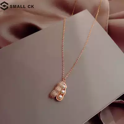 Korean peanut necklace female niche design sense 925 silver sterling silver does not fade high-end light luxury choker neck tide