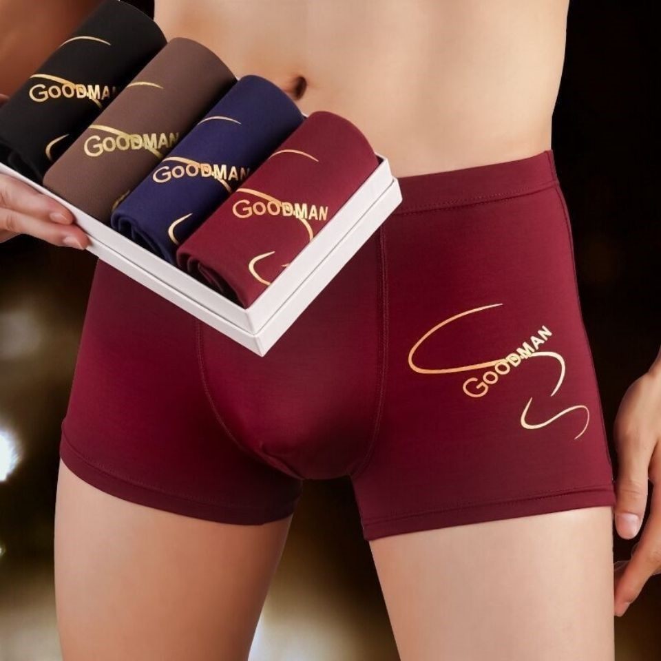 4 Pack Men's Underpants Men's Boxers Mid Waist Breathable Comfortable Men's Underpants Men's Boxers Head Underpants