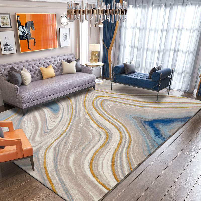 Light Extravagant Carpet Living Room Tea Table Blanket Marble Tattoo Mediterranean Home Blue European-style Bedroom Bedside Blanket Modern Brief