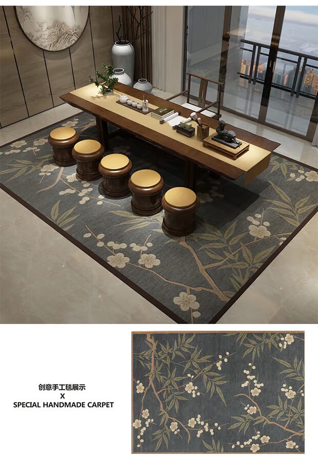 Thảm len nhập khẩu tùy chỉnh thảm handmade phòng khách bàn cà phê chăn hình chữ công sở đơn giản hiện đại - Thảm thảm cao su trải sàn