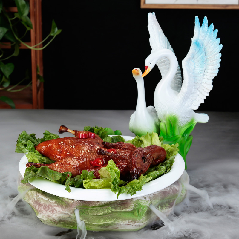 Hot pot restaurant tableware duck goose intestine creative white swan tableware hotel restaurant seafood lobster roast duck special shaped plate