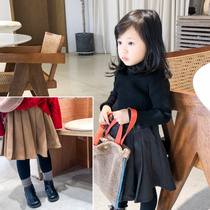 City of beauty girl Joker woolen material pleated skirt 2019 Winter new girl dress size one