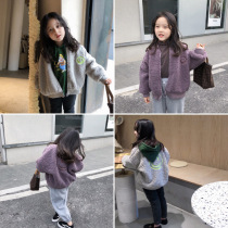 Childrens lamb coat winter new childrens cotton clothes thickened warm coat and a lovely smile face
