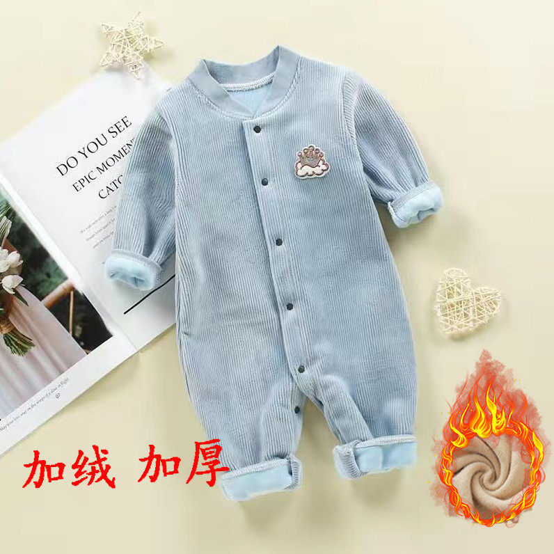 Baby jumpsuit thickened and velvet autumn and winter warm rompers men and women baby pajamas newborn clothes winter romper