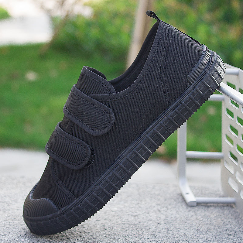 Children's Black Shoe School Games Little Black Shoe Elementary Girls Girls Performance Black Sneakers Indoor Pure Color Cloth Shoes