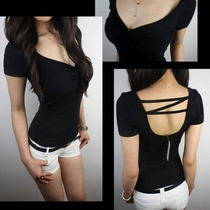 Leaky top Womens sense of personality tide foreign style trend night design sense Niche autumn clothes be careful with machine tight base