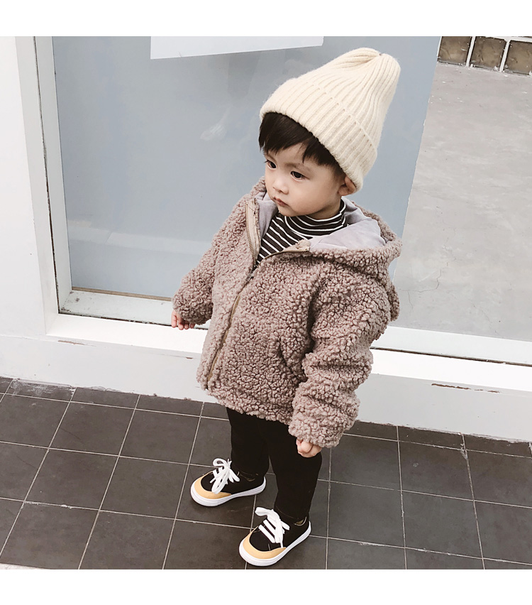 Bé mùa đông 2018 mới 1-3 tuổi áo lông cừu bé trai cộng với áo nhung ấm dây kéo bé ra ngoài dịch vụ áo phao cho bé trai