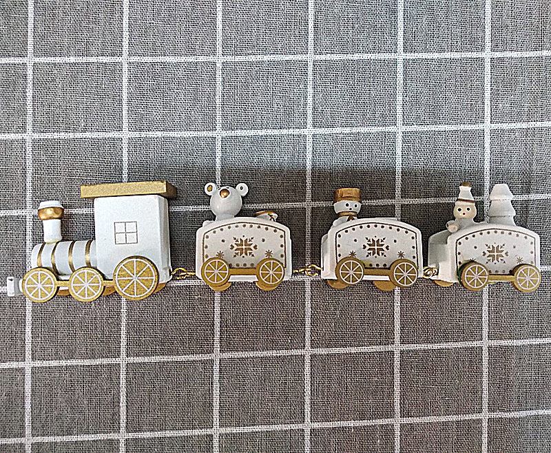 Trang trí bánh Giáng sinh cho trẻ em Bốn chiếc xe lửa bằng gỗ Quà tặng sinh nhật Trang trí Giáng sinh - Trang trí nội thất đồ trang trí phòng khách