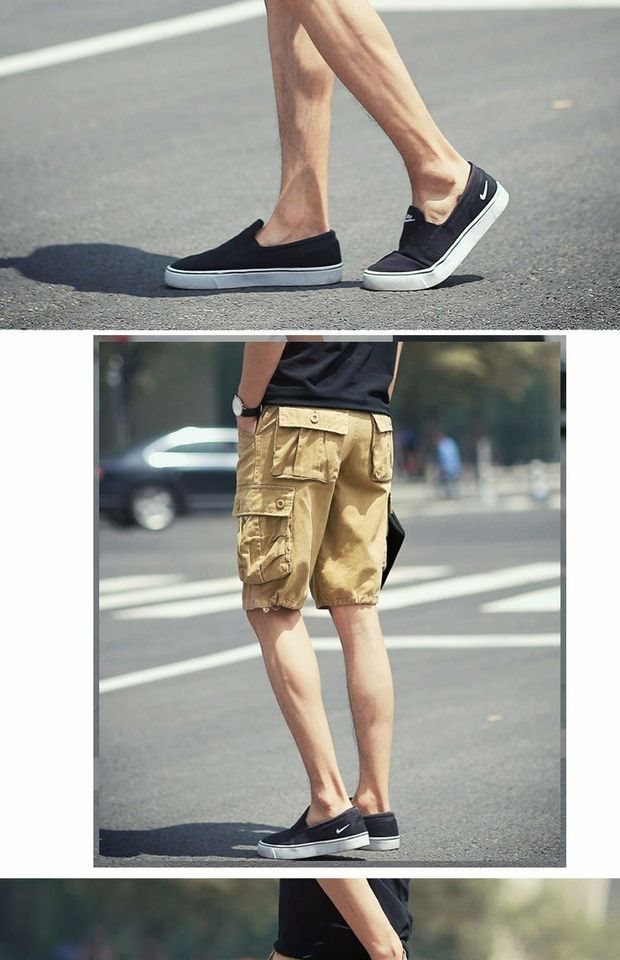 Mùa hè quần short nam năm điểm quần đi biển quần dụng cụ nhiều túi lỏng lẻo quần trẻ trung 5 quần quần ngố nam