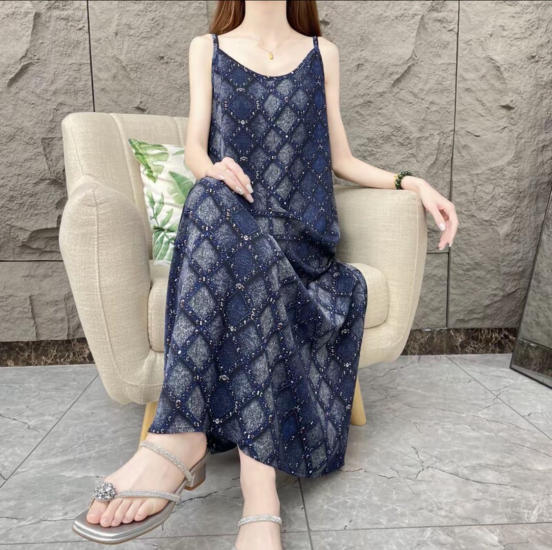 【Shadow Confession】Spring and Summer Floral Dress, Fashionable French-Style Loose-Fitting Elegant Spaghetti Strap New Dress for Women