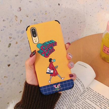 ins插画华为p20pro手机壳p20浮雕p10plus硅胶