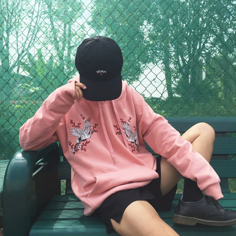 Ins super fire Phiên bản tiếng Hàn của ulzzang lỏng nam và nữ áo len trùm đầu Harajuku bf gió thêu đôi áo khoác mùa thu