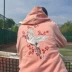 Ins super fire Phiên bản tiếng Hàn của ulzzang lỏng nam và nữ áo len trùm đầu Harajuku bf gió thêu đôi áo khoác mùa thu áo sweater nam Áo khoác đôi