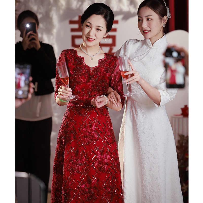 Evening dress, elite elegant fashionable summer wedding dress for mother, western style