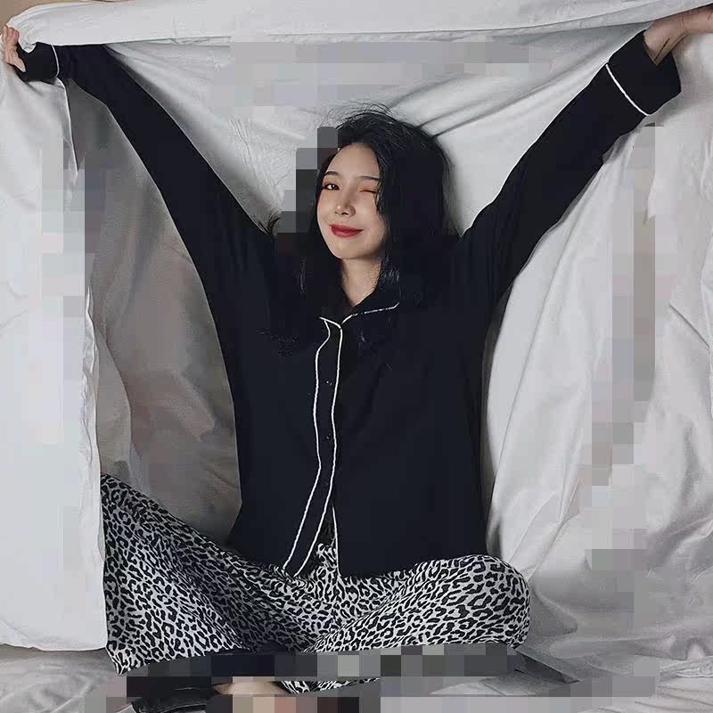 Long-sleeved pajamas women's spring and autumn suits students ins Korean version of loose net red home clothes new can be worn outside