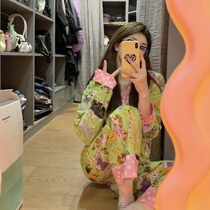 Zhou Yutong same style karenmabon pajamas women spring and autumn cartoon printing pet pajamas suit ladies home clothes