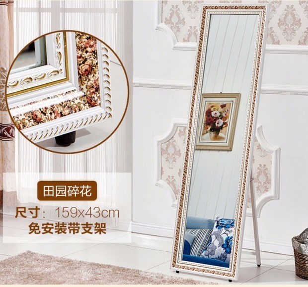 Gương gia đình châu Âu gương gỗ rắn ba chiều cơ thể đứng gương phòng ngủ phù hợp gương mặt đất áo gương - Gương gương dán tường trang trí